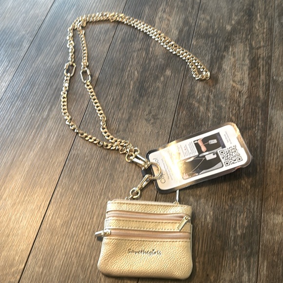 Save the Girls Clip & Go Phone Carrier with Mini Purse – Gold- new - Picture 1 of 5
